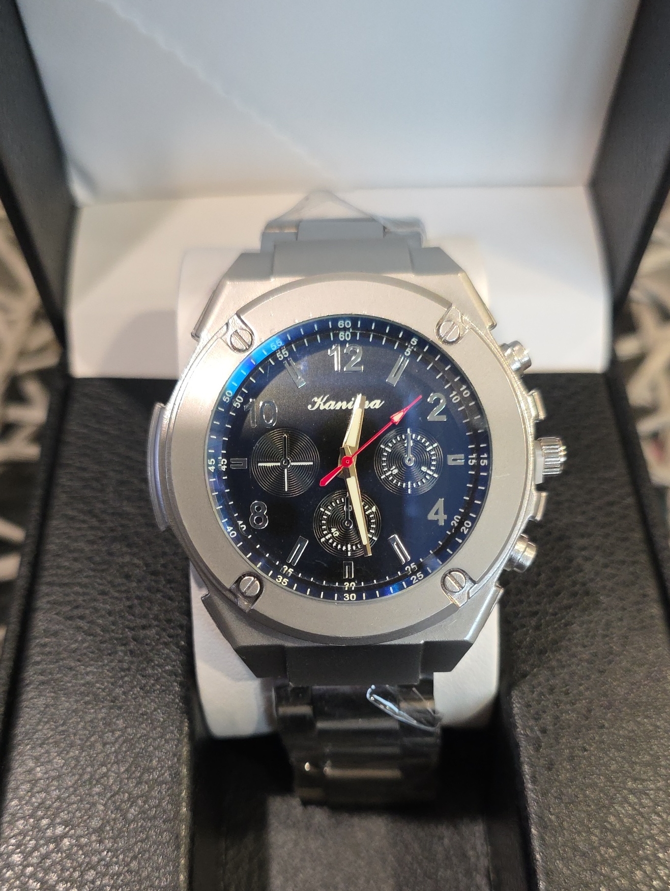 224 Mens Silver Stainless Steel Watch With Blue Dial